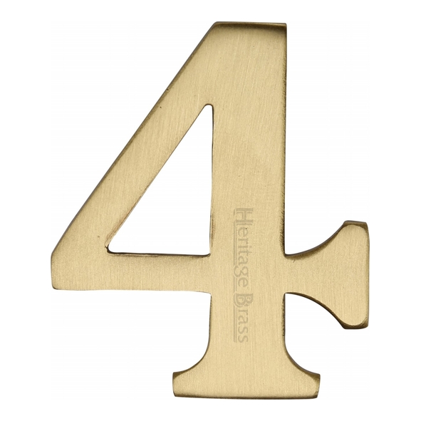 C1568 4-SB • 51mm • Satin Brass • Heritage Brass Self Adhesive Numeral 4